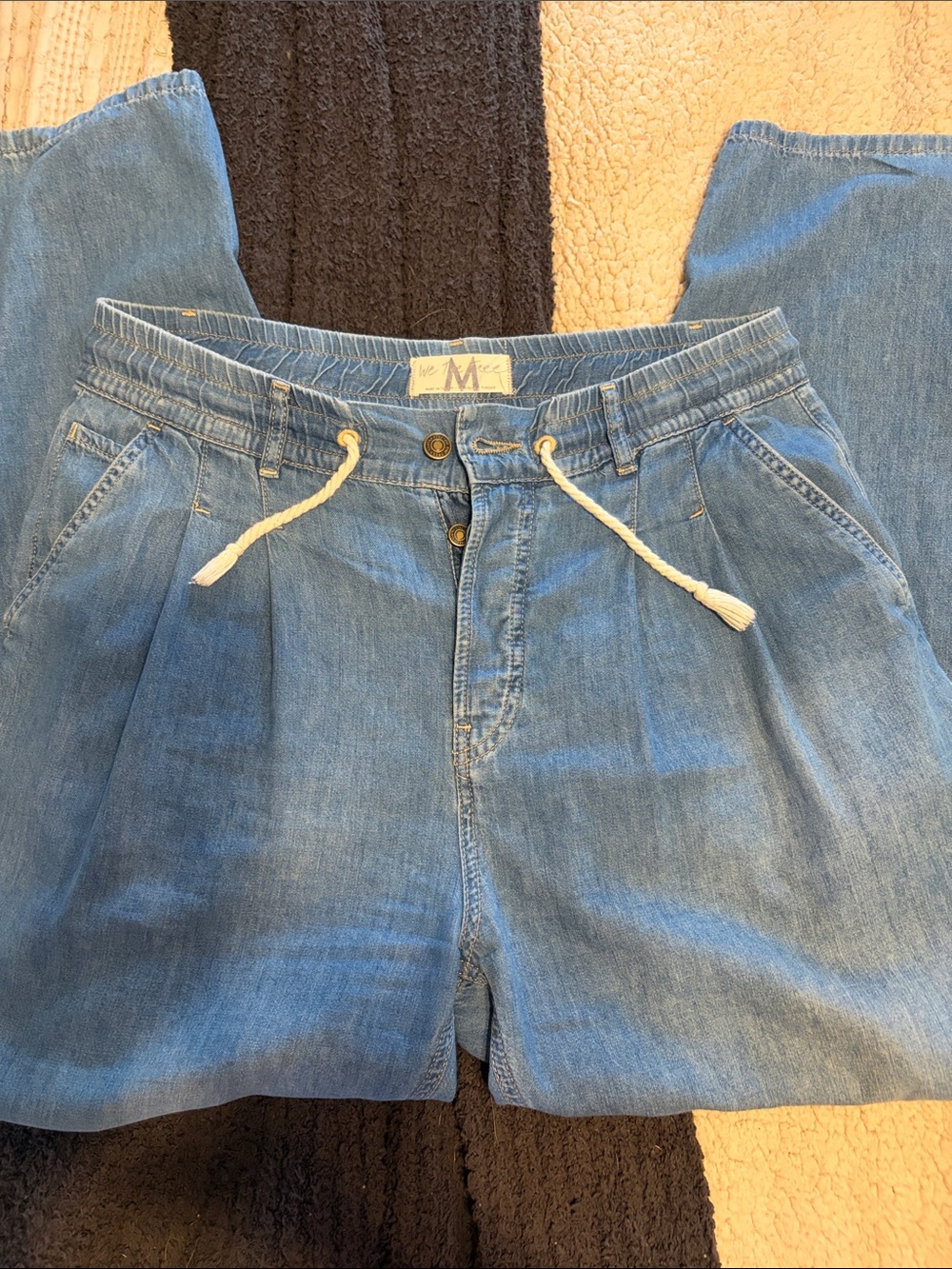 Women’s Light Blue Drawstring Denim Jeans lightweight - Picture 4 of 10